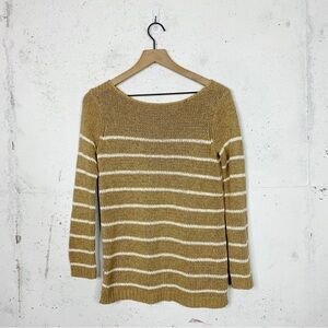 Vince Tan White Stripe Knitted Pullover Sweater Top Size XS